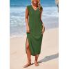imagePRETTYGARDEN Womens 2025 Summer Casual Maxi Dresses Ribbed Knit Sleeveless V Neck 2 Piece Outfits with Slip Under DressGreen