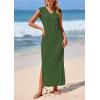 imagePRETTYGARDEN Womens 2025 Summer Casual Maxi Dresses Ribbed Knit Sleeveless V Neck 2 Piece Outfits with Slip Under DressGreen