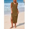 imagePRETTYGARDEN Womens 2025 Summer Casual Maxi Dresses Ribbed Knit Sleeveless V Neck 2 Piece Outfits with Slip Under DressKhaki