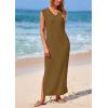 imagePRETTYGARDEN Womens 2025 Summer Casual Maxi Dresses Ribbed Knit Sleeveless V Neck 2 Piece Outfits with Slip Under DressKhaki