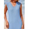 imagePRETTYGARDEN Womens 2025 Summer Casual Maxi Dresses Ribbed Knit Sleeveless V Neck 2 Piece Outfits with Slip Under DressLight Blue