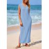 imagePRETTYGARDEN Womens 2025 Summer Casual Maxi Dresses Ribbed Knit Sleeveless V Neck 2 Piece Outfits with Slip Under DressLight Blue