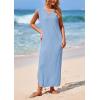 imagePRETTYGARDEN Womens 2025 Summer Casual Maxi Dresses Ribbed Knit Sleeveless V Neck 2 Piece Outfits with Slip Under DressLight Blue