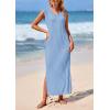 imagePRETTYGARDEN Womens 2025 Summer Casual Maxi Dresses Ribbed Knit Sleeveless V Neck 2 Piece Outfits with Slip Under DressLight Blue