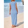 imagePRETTYGARDEN Womens 2025 Summer Casual Maxi Dresses Ribbed Knit Sleeveless V Neck 2 Piece Outfits with Slip Under DressLight Blue