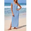 imagePRETTYGARDEN Womens 2025 Summer Casual Maxi Dresses Ribbed Knit Sleeveless V Neck 2 Piece Outfits with Slip Under DressLight Blue