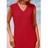 imagePRETTYGARDEN Womens 2025 Summer Casual Maxi Dresses Ribbed Knit Sleeveless V Neck 2 Piece Outfits with Slip Under DressRed