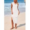 imagePRETTYGARDEN Womens 2025 Summer Casual Maxi Dresses Ribbed Knit Sleeveless V Neck 2 Piece Outfits with Slip Under DressWhite