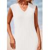 imagePRETTYGARDEN Womens 2025 Summer Casual Maxi Dresses Ribbed Knit Sleeveless V Neck 2 Piece Outfits with Slip Under DressWhite