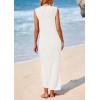 imagePRETTYGARDEN Womens 2025 Summer Casual Maxi Dresses Ribbed Knit Sleeveless V Neck 2 Piece Outfits with Slip Under DressWhite