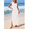 imagePRETTYGARDEN Womens 2025 Summer Casual Maxi Dresses Ribbed Knit Sleeveless V Neck 2 Piece Outfits with Slip Under DressWhite