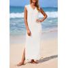 imagePRETTYGARDEN Womens 2025 Summer Casual Maxi Dresses Ribbed Knit Sleeveless V Neck 2 Piece Outfits with Slip Under DressWhite