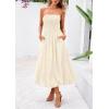 imagePRETTYGARDEN Womens 2025 Summer Strapless Tube Midi Dress Smocked A Line Bubble Long Flowy Casual Elegant Party DressesBeige