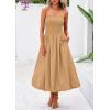 imagePRETTYGARDEN Womens 2025 Summer Strapless Tube Midi Dress Smocked A Line Bubble Long Flowy Casual Elegant Party DressesKhaki