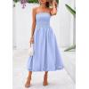 imagePRETTYGARDEN Womens 2025 Summer Strapless Tube Midi Dress Smocked A Line Bubble Long Flowy Casual Elegant Party DressesSky Blue