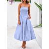 imagePRETTYGARDEN Womens 2025 Summer Strapless Tube Midi Dress Smocked A Line Bubble Long Flowy Casual Elegant Party DressesSky Blue