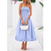 imagePRETTYGARDEN Womens 2025 Summer Strapless Tube Midi Dress Smocked A Line Bubble Long Flowy Casual Elegant Party DressesSky Blue