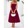 imagePRETTYGARDEN Womens 2025 Summer Strapless Tube Midi Dress Smocked A Line Bubble Long Flowy Casual Elegant Party DressesWine Red