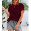 imagePRETTYGARDEN Womens Short Sleeve Sweater Spring Summer 2025 Round Neck Striped Pullover Cap Sleeve Knit Sweater Vest TopsWine Red