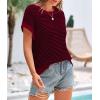 imagePRETTYGARDEN Womens Short Sleeve Sweater Spring Summer 2025 Round Neck Striped Pullover Cap Sleeve Knit Sweater Vest TopsWine Red