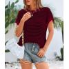 imagePRETTYGARDEN Womens Short Sleeve Sweater Spring Summer 2025 Round Neck Striped Pullover Cap Sleeve Knit Sweater Vest TopsWine Red