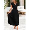 imagePRETTYGARDEN Womens Summer Maxi Dresses 2025 Trendy Casual Button V Neck Ruffle Cap Sleeve Long Flowy Pleated DressBlack