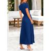 imagePRETTYGARDEN Womens Summer Maxi Dresses 2025 Trendy Casual Button V Neck Ruffle Cap Sleeve Long Flowy Pleated DressDark Blue