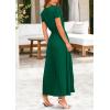 imagePRETTYGARDEN Womens Summer Maxi Dresses 2025 Trendy Casual Button V Neck Ruffle Cap Sleeve Long Flowy Pleated DressDark Green