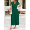 imagePRETTYGARDEN Womens Summer Maxi Dresses 2025 Trendy Casual Button V Neck Ruffle Cap Sleeve Long Flowy Pleated DressDark Green