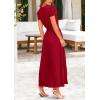 imagePRETTYGARDEN Womens Summer Maxi Dresses 2025 Trendy Casual Button V Neck Ruffle Cap Sleeve Long Flowy Pleated DressJujube Red