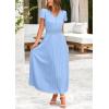 imagePRETTYGARDEN Womens Summer Maxi Dresses 2025 Trendy Casual Button V Neck Ruffle Cap Sleeve Long Flowy Pleated DressLight Blue