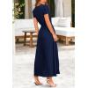 imagePRETTYGARDEN Womens Summer Maxi Dresses 2025 Trendy Casual Button V Neck Ruffle Cap Sleeve Long Flowy Pleated DressNavy