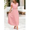 imagePRETTYGARDEN Womens Summer Maxi Dresses 2025 Trendy Casual Button V Neck Ruffle Cap Sleeve Long Flowy Pleated DressPink
