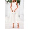 imagePRETTYGARDEN Womens Summer Midi Dresses 2025 Sleeveless Crewneck Knit A Line Pleated Swing Wedding Guest Casual Tank DressBeige White