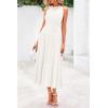 imagePRETTYGARDEN Womens Summer Midi Dresses 2025 Sleeveless Crewneck Knit A Line Pleated Swing Wedding Guest Casual Tank DressBeige White