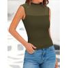 imagePRETTYGARDEN Womens Summer Sheer Mesh Tank Tops 2025 Trendy Casual Sleeveless Mock Neck Ruched Slim Fitted Going Out ShirtsArmy Green