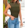 imagePRETTYGARDEN Womens Summer Sheer Mesh Tank Tops 2025 Trendy Casual Sleeveless Mock Neck Ruched Slim Fitted Going Out ShirtsArmy Green