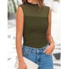 imagePRETTYGARDEN Womens Summer Sheer Mesh Tank Tops 2025 Trendy Casual Sleeveless Mock Neck Ruched Slim Fitted Going Out ShirtsArmy Green