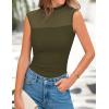 imagePRETTYGARDEN Womens Summer Sheer Mesh Tank Tops 2025 Trendy Casual Sleeveless Mock Neck Ruched Slim Fitted Going Out ShirtsArmy Green