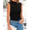 imagePRETTYGARDEN Womens Summer Sheer Mesh Tank Tops 2025 Trendy Casual Sleeveless Mock Neck Ruched Slim Fitted Going Out ShirtsBlack