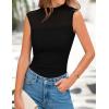 imagePRETTYGARDEN Womens Summer Sheer Mesh Tank Tops 2025 Trendy Casual Sleeveless Mock Neck Ruched Slim Fitted Going Out ShirtsBlack