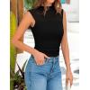 imagePRETTYGARDEN Womens Summer Sheer Mesh Tank Tops 2025 Trendy Casual Sleeveless Mock Neck Ruched Slim Fitted Going Out ShirtsBlack