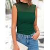 imagePRETTYGARDEN Womens Summer Sheer Mesh Tank Tops 2025 Trendy Casual Sleeveless Mock Neck Ruched Slim Fitted Going Out ShirtsDark Green