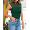 imagePRETTYGARDEN Womens Summer Sheer Mesh Tank Tops 2025 Trendy Casual Sleeveless Mock Neck Ruched Slim Fitted Going Out ShirtsDark Green