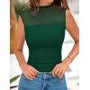 imagePRETTYGARDEN Womens Summer Sheer Mesh Tank Tops 2025 Trendy Casual Sleeveless Mock Neck Ruched Slim Fitted Going Out ShirtsDark Green