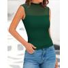 imagePRETTYGARDEN Womens Summer Sheer Mesh Tank Tops 2025 Trendy Casual Sleeveless Mock Neck Ruched Slim Fitted Going Out ShirtsDark Green