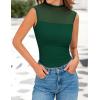 imagePRETTYGARDEN Womens Summer Sheer Mesh Tank Tops 2025 Trendy Casual Sleeveless Mock Neck Ruched Slim Fitted Going Out ShirtsDark Green