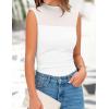 imagePRETTYGARDEN Womens Summer Sheer Mesh Tank Tops 2025 Trendy Casual Sleeveless Mock Neck Ruched Slim Fitted Going Out ShirtsWhite