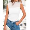 imagePRETTYGARDEN Womens Summer Sheer Mesh Tank Tops 2025 Trendy Casual Sleeveless Mock Neck Ruched Slim Fitted Going Out ShirtsWhite