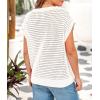 imagePRETTYGARDEN Womens Summer Tops 2025 Spring Sweater Pullover Crochet Hollow Out Cap Sleeve Crew Neck Knit Beach Cover UpsBeige White